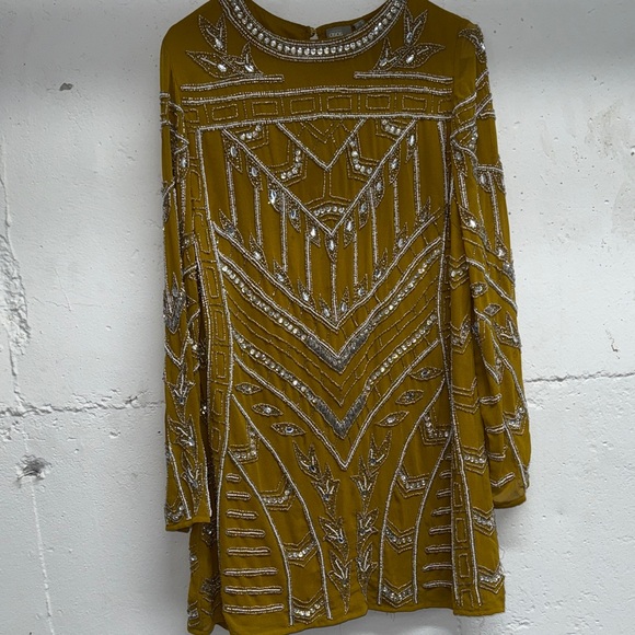 ASOS Mustard Dress with Silver Detailing - Picture 1 of 4